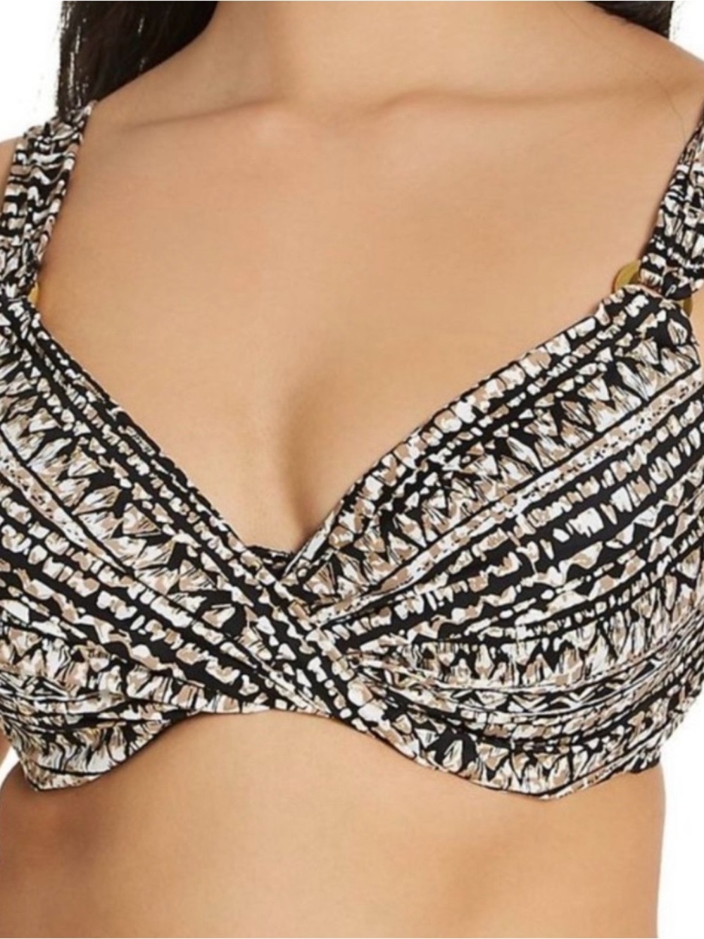 Miraclesuit Golden Lynx Bikini Top in Black and Cream 36DD